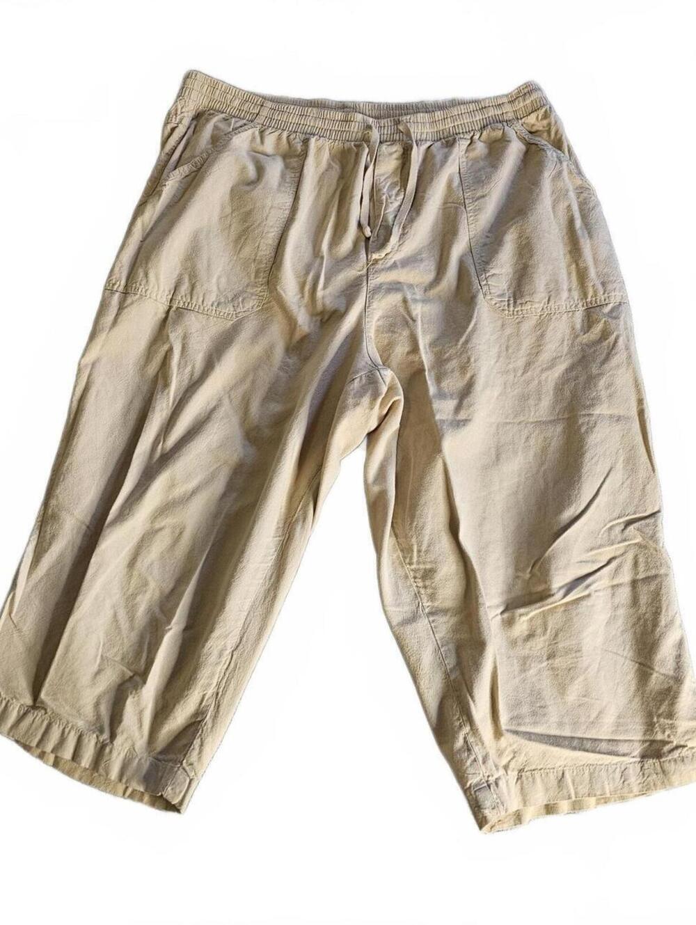 Bobbie Brooks Woman Beige Cotton Capris Pants Size 18W/20W